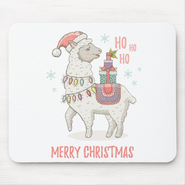 Christmas Llama Mouse Mat (Front)