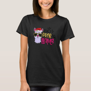 Christmas Llama No Prob Llama Santa Hat Holiday T-Shirt