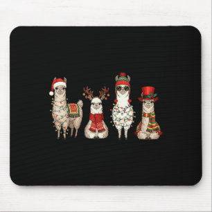 Christmas Llama Quartet Lights Santa Antlers Top H Mouse Mat
