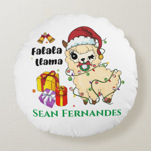 Christmas Llama Round Pillow
