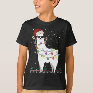 Christmas Llama Santa Hat Ugly Xmas Tree Alpaca Gi T-Shirt