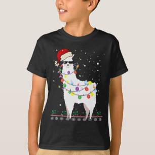 Christmas Llama Santa Hat Ugly Xmas Tree Alpaca Gi T-Shirt