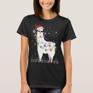 Christmas Llama Santa Hat Ugly Xmas Tree Alpaca Gi T-Shirt