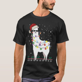 Christmas Llama Santa Hat Ugly Xmas Tree Alpaca Gi T-Shirt