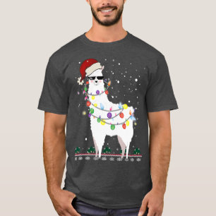 Christmas Llama Santa Hat Ugly Xmas Tree Alpaca T-Shirt