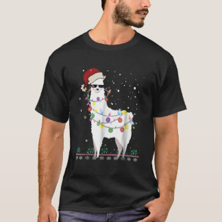 Christmas Llama Santa Hat Ugly Xmas Tree Alpaca T-Shirt