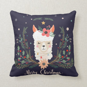 Christmas Llama  throw pillow