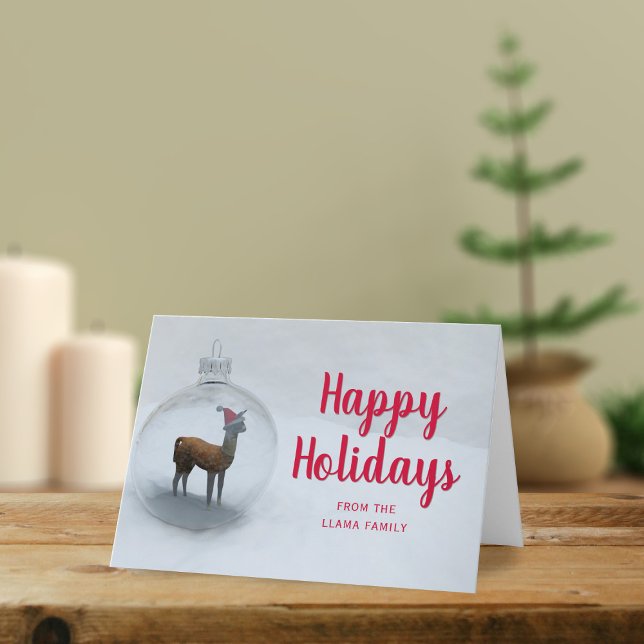 Christmas Llama Winter Snow Non-Photo Holiday Card (Happy Holidays from my family to yours!)