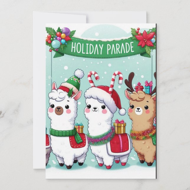 Christmas llamas invitation (Front)