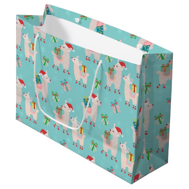 Christmas Llamas  Large Gift Bag (Front Angled)
