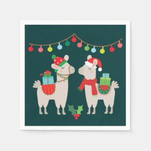 Christmas Llamas Napkin