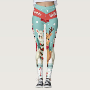 Christmas Llamas Parade Leggings