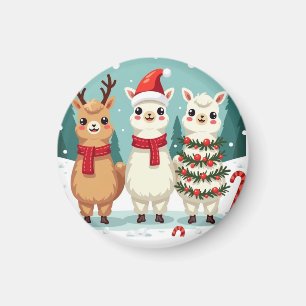 Christmas Llamas Parade  Magnet