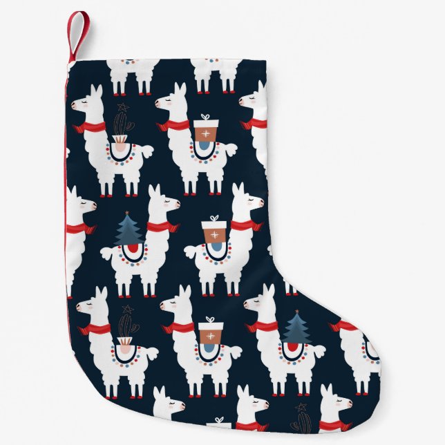 Christmas llamas seamless pattern small christmas stocking (Front)