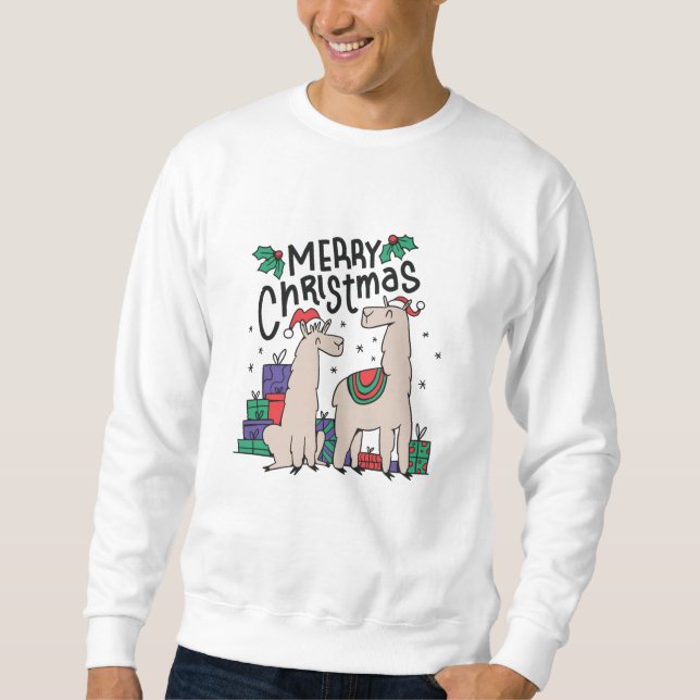 CHRISTMAS LLAMAS WITH HATS SWEATSHIRT (Front)
