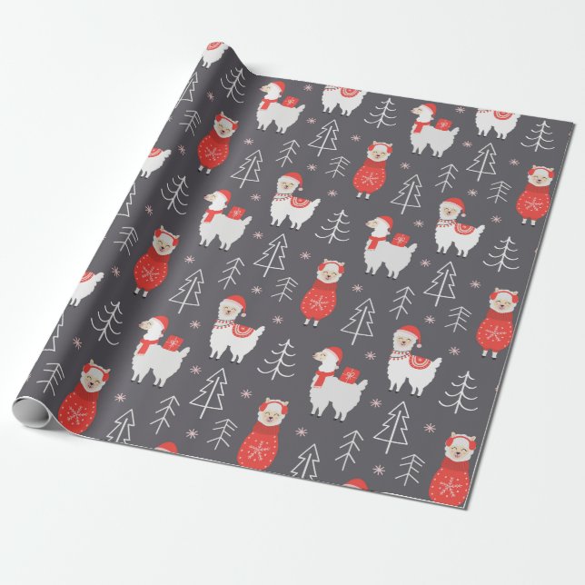 Christmas llama's wrapping paper (Unrolled)