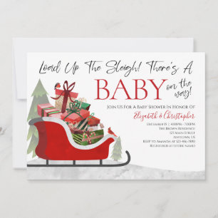 Christmas Load Up The Sleigh Winter Baby Shower Invitation