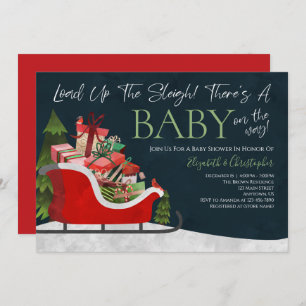 Christmas Load Up The Sleigh Winter Baby Shower Invitation