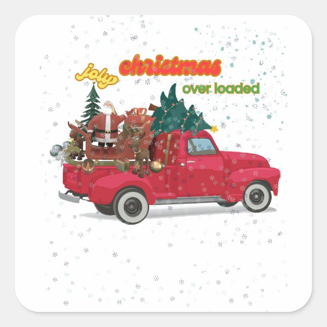 Christmas loaded red truck Sticker (Front)