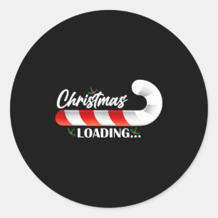 Christmas Loading Fir Tree Candy Cane Classic Round Sticker