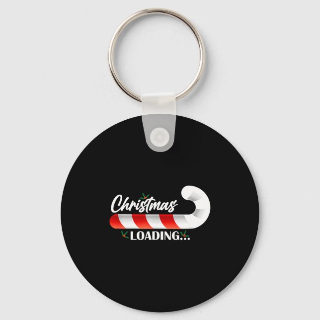 Christmas Loading Fir Tree Candy Cane  Key Ring (Front)