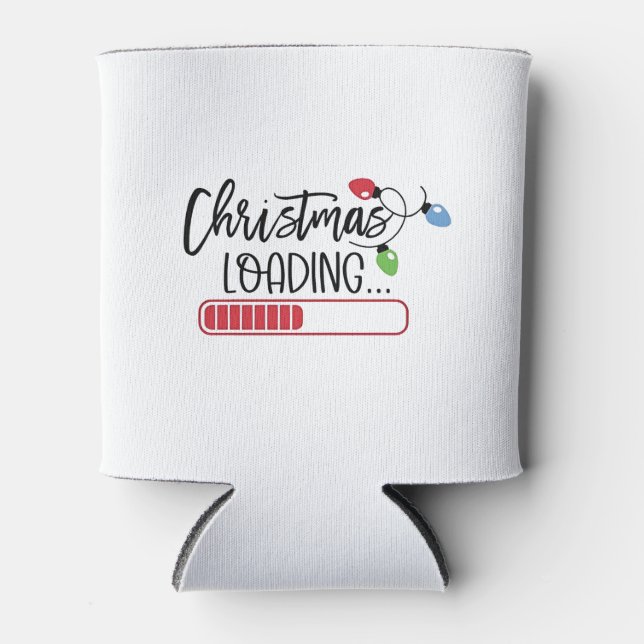 Christmas Loading Xmas Lights  Can Cooler (Front)