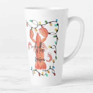Christmas Lobster Crawfish Crustacean  Watercolor  Latte Mug