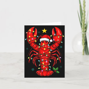 Christmas Lobster With Santa Hat Funny Holiday Card