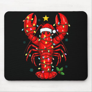 Christmas Lobster With Santa Hat Funny Holiday  Mouse Mat