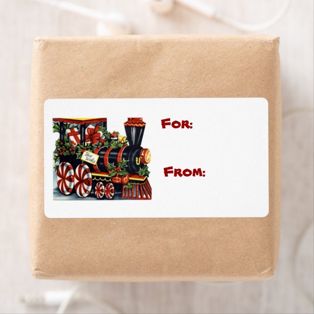 Christmas Locomotive Gift Tag Label (Insitu)