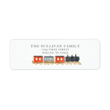 Christmas Locomotive Train Return Address Labels