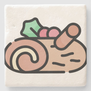 christmas log stone coaster