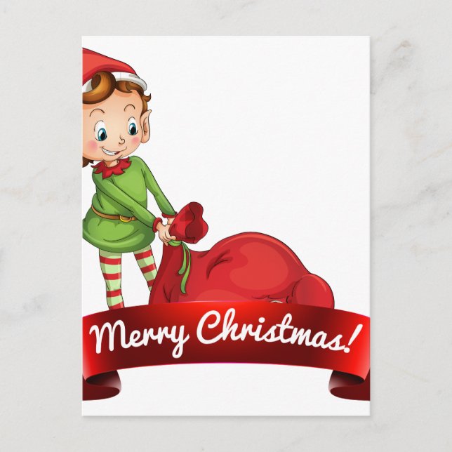 Christmas logo with elf holiday postcard (Front)