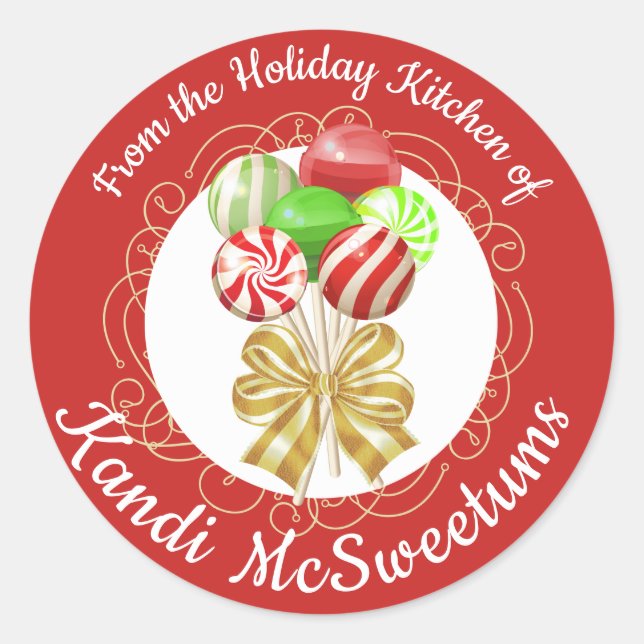 Christmas lollipop candy from the kitchen of label (Front)