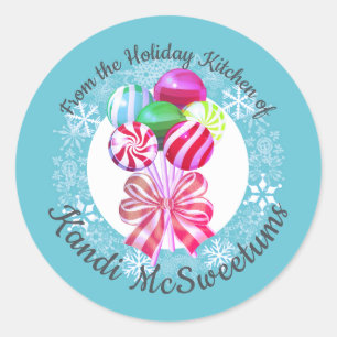 Christmas lollipops candy from the kitchen of classic round sticker
