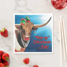 Christmas Longhorn Cow Napkins