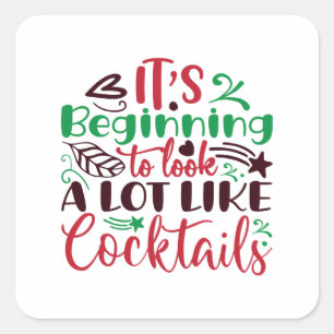 Christmas look like cocktails square sticker