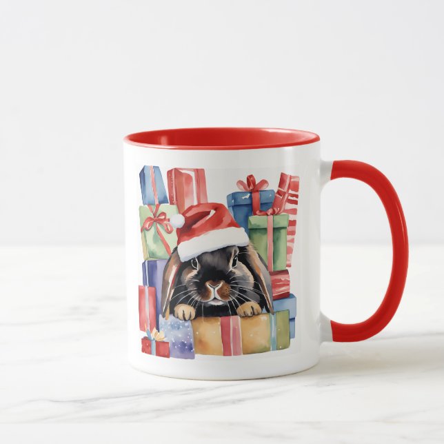 Christmas Lop Bunny Rabbit Mug (Right)