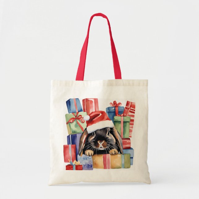 Christmas Lop Bunny Rabbit Tote Bag (Front)