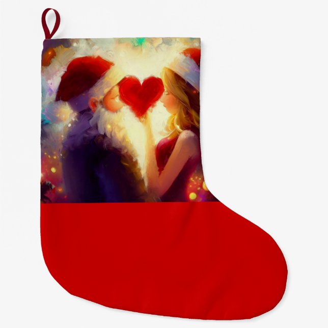 Christmas Love 1 Large Christmas Stocking (Front)