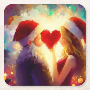 Christmas Love 1 Square Paper Coaster