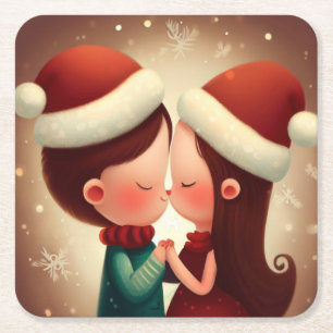 Christmas Love 2 Square Paper Coaster