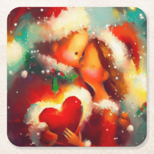 Christmas Love 3 Square Paper Coaster