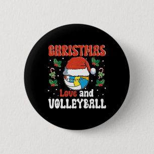 Christmas Love And Volleyball Santa Sports Design 6 Cm Round Badge