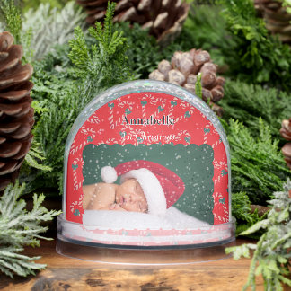 Christmas Love Candy Canes Baby Photo Snowglobe