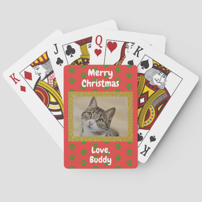Christmas Love Cat Dog Dad Mum Pet Photo Playing Cards (Back)