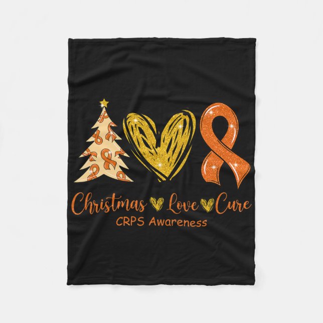 Christmas Love Cure Orange Ribbon Crps Awareness X Fleece Blanket (Front)