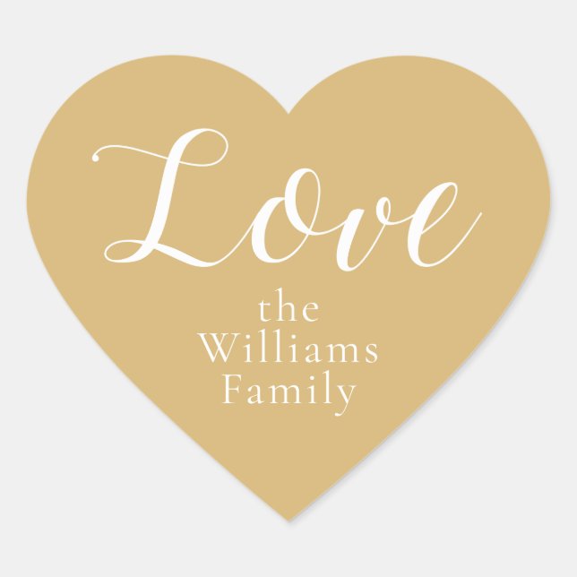 Christmas Love Custom Name Gold Yellow Heart Sticker (Front)