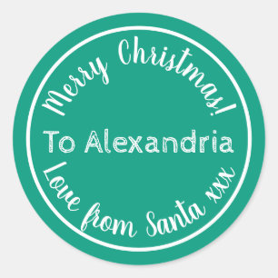 Christmas Love From Santa Bright Green Classic Round Sticker