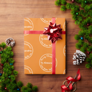 Christmas Love From Santa Merry Christmas Orange Wrapping Paper